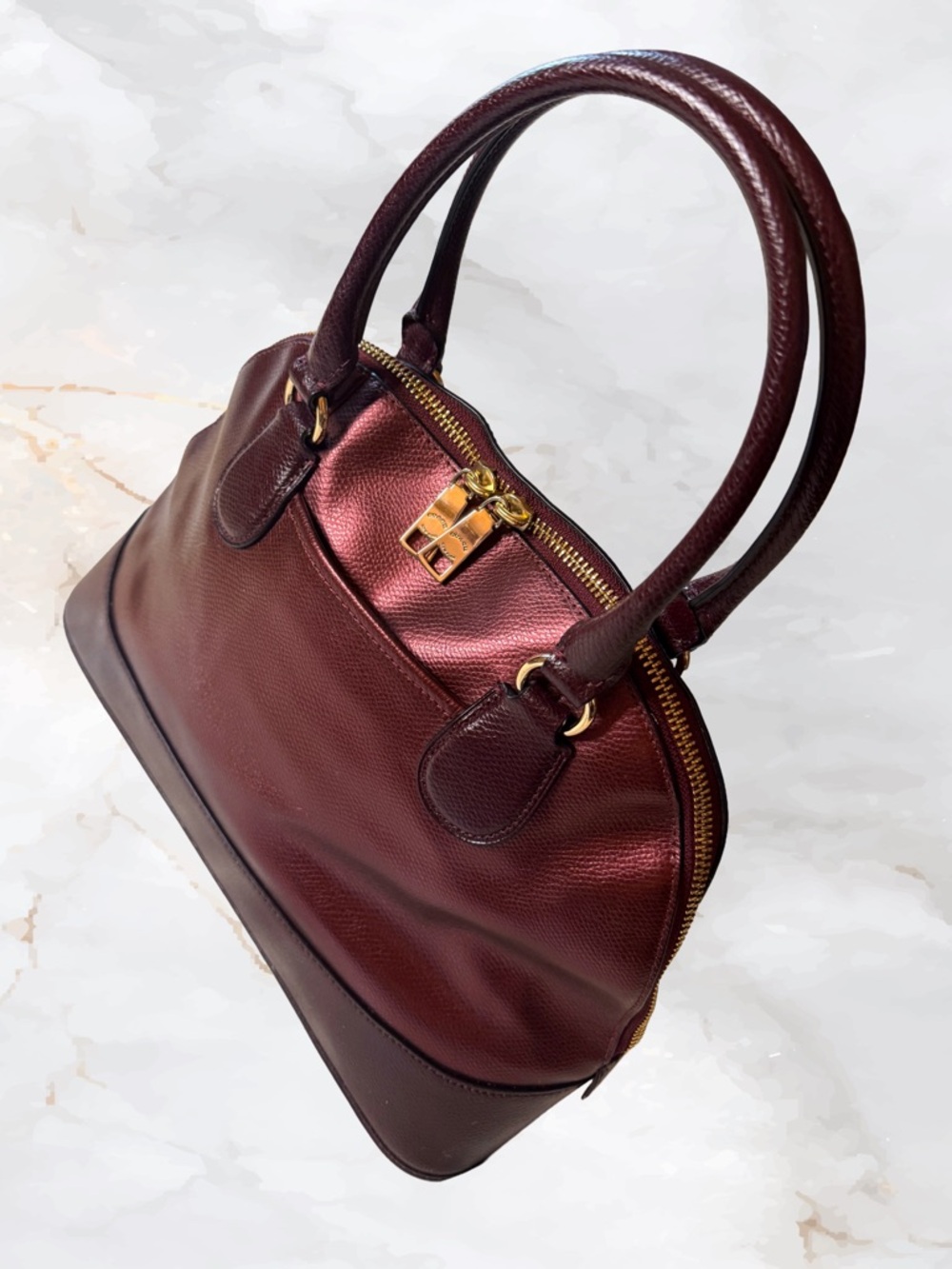 COACH Cora Domed Satchel Full Size Bicolor Metallic Oxblood F36057 - Picture 8 of 10